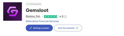 Gemsloot Trustpilot rating: 4.3 out of 5 stars from 344 reviews, claimed profile